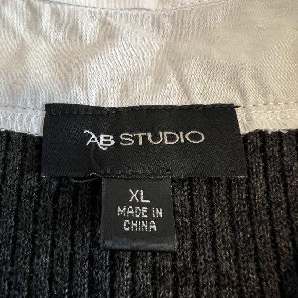 Layered V-Neck Sweater Dress Womens XL Grey Fitted Ribbed Preppy Old Money Chic - Picture 7 of 11